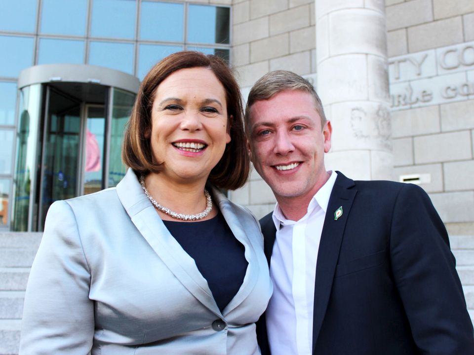 Former Sinn Féin councillor Jonathan Dowdall with Sinn Féin party leader Mary Lou McDonald