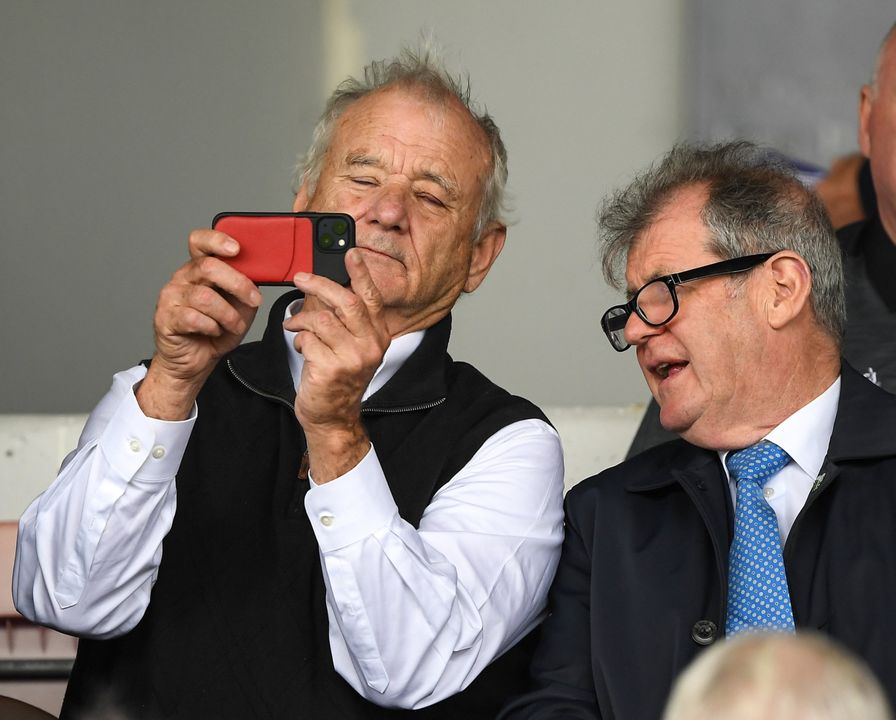Bill Murray, left, with businessman JP McManus during the GAA Hurling All-Ireland Senior Championship Quarter-Final match between Galway and Cork at the FBD Semple Stadium in Thurles, Tipperary. Photo by Ray McManus/Sportsfile