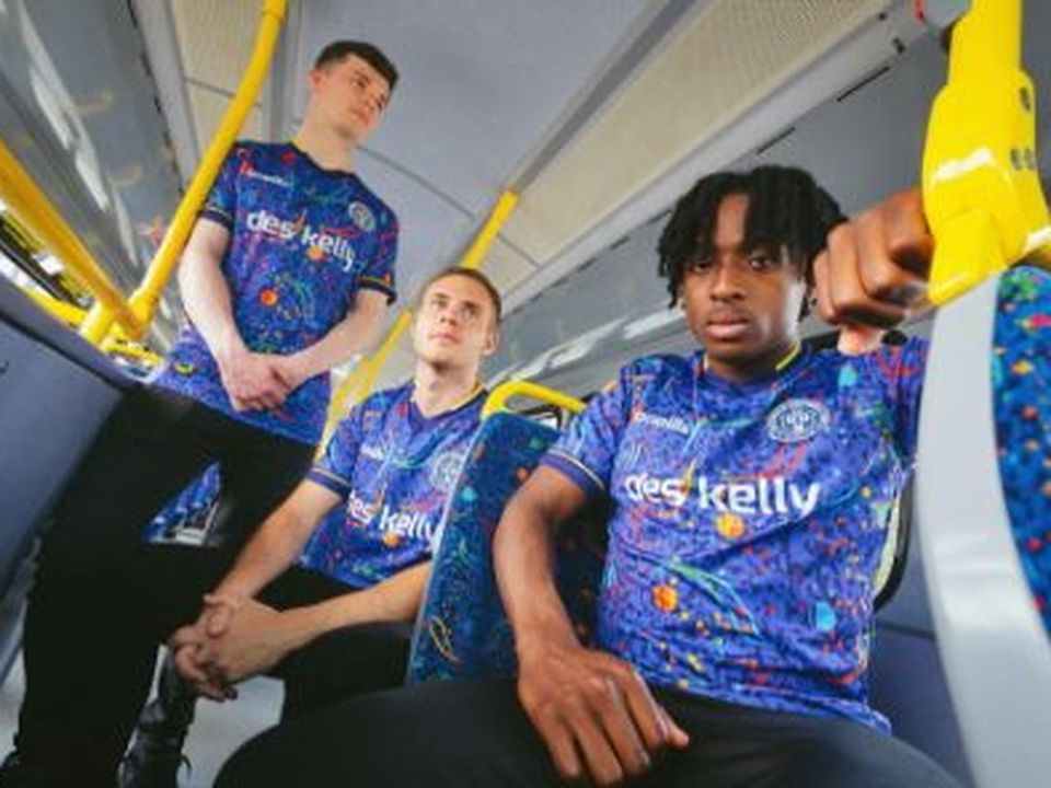 The 2022 FAI Cup Shirt using the iconic Dublin Bus seat pattern design.