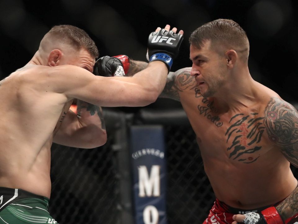 Dustin Poirier in action against Conor McGregor