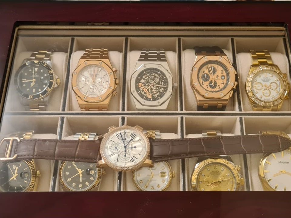 Twelve watches including six Rolexes, two Audemars Piguets and two Cartiers were seized