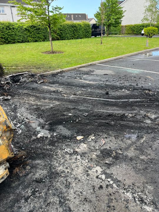 Damage to the tarmac caused by the blaze