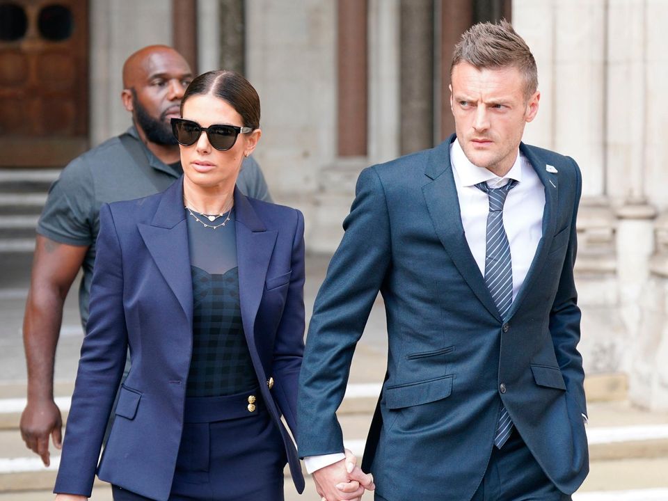 Rebekah and Jamie Vardy leaves the Royal Courts Of Justice, London