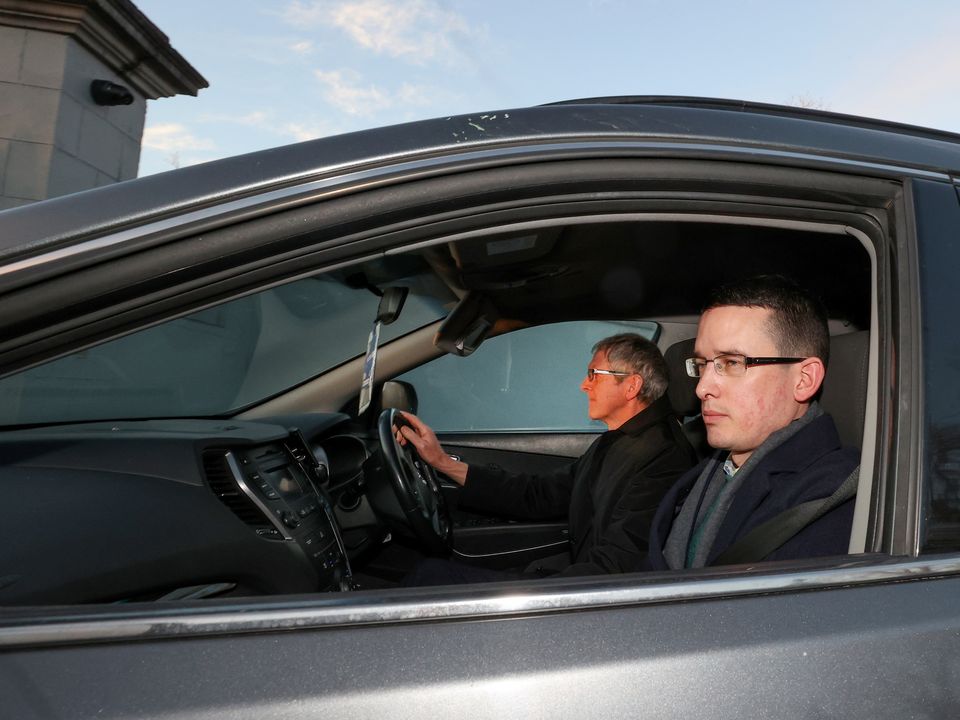 Enoch Burke arrives on Friday morning at Wilsons Hospital School driven by his father Sean. (Picture: Gerry Mooney)