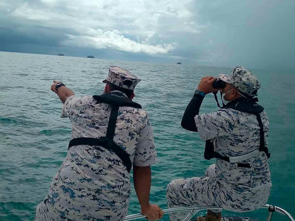 A British man and a French woman who disappeared during a dive last week were rescued by fishermen (Malaysian Maritime Enforcement Agency/AP)