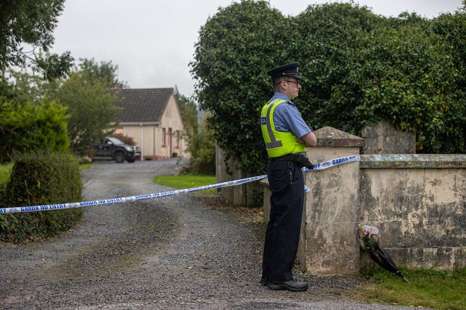 Gardai at the scene of the murder of Eileen and Jamie O’Sullivan in Ballyreehan, Lixnaw, Co Kerry. Photo: Mark Condren