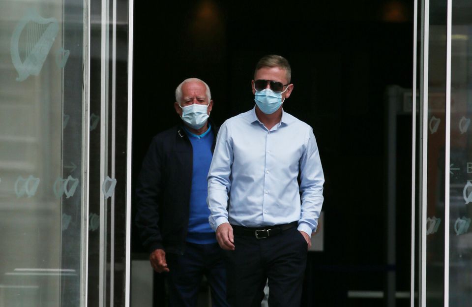 
15/07/22
Jonathan Dowdall, 44, and from the Navan Road in Dublin is charged with murdering 33-year-old David Byrne at the hotel on 5 February 2016.leaving the special criminal court in Dublin, with father Patrick Dowdall who is served with charges in facilitating the murder..
Pic Collins Courts