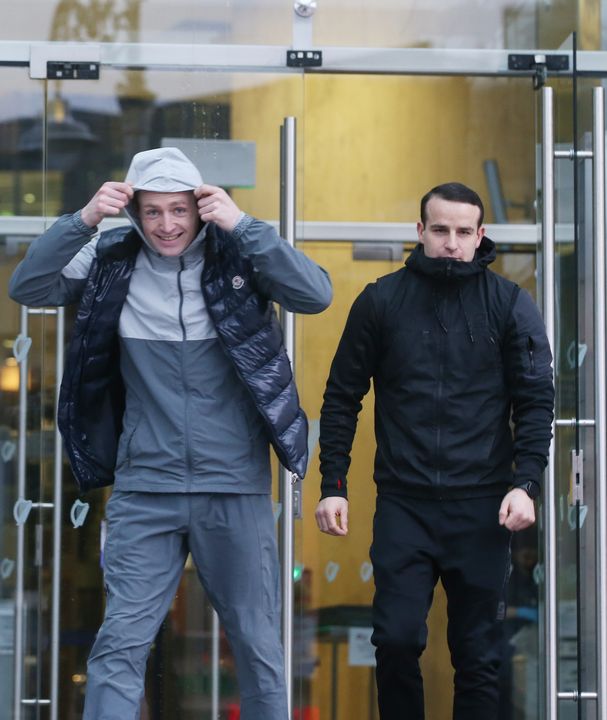 Darren Boyd and Shane Thomas pictutred leaving Dublin District Court. Pic: Collins Courts