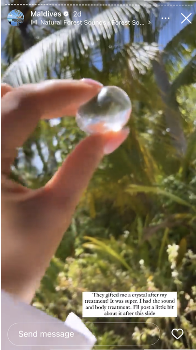 Suzanne was gifted with a crystal after a spa treatment