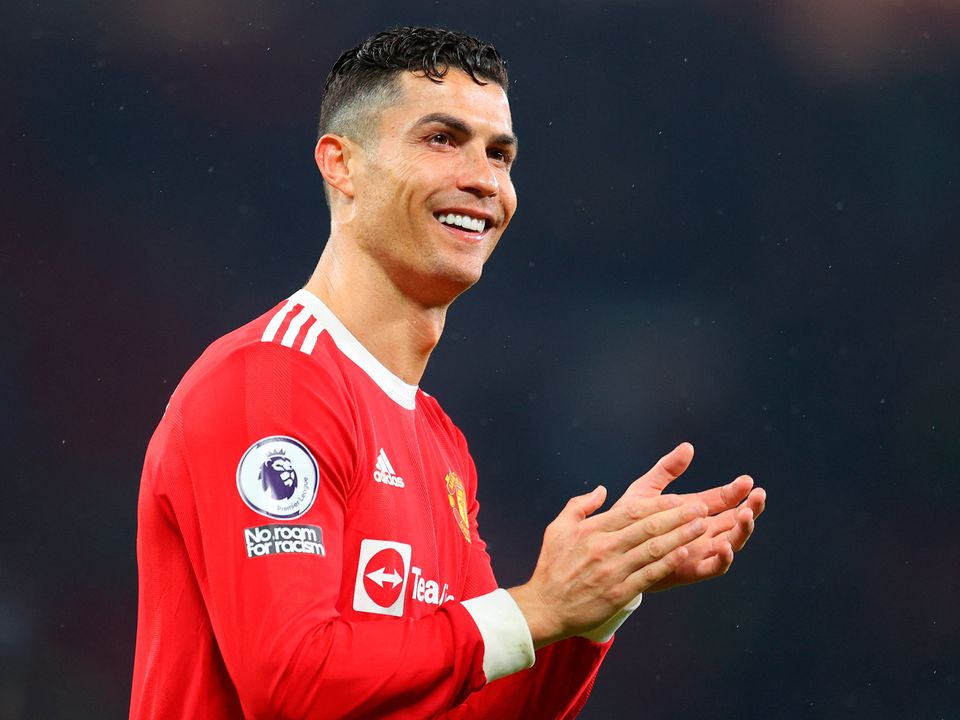 Cristiano Ronaldo of Manchester United applauds their fans after the final whistle at Old Trafford. (Photo by Catherine Ivill/Getty Images)