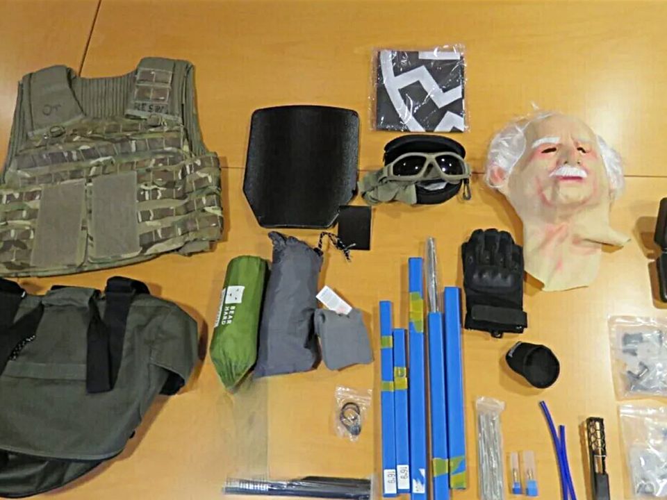 Items seized by gardai from Mark Wolf