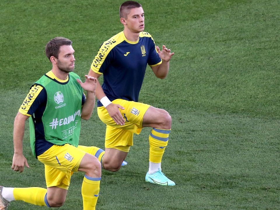 Ukraine’s Vitaliy Mykolenko (right) has signed a four-year deal with Everton (Marco Iacobucci/PA Images).