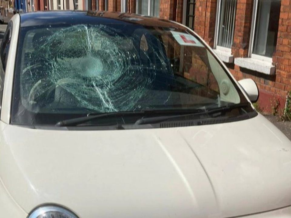 The couple's car was damaged during the incident