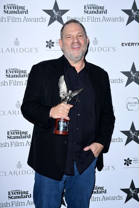 Harvey Weinstein picking with the award for International Film of the Year for Lion at the Evening Standard Film Awards at Claridge's, Brook Street, London.