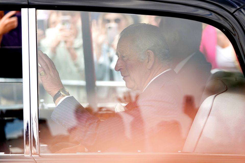 King Charles III arrives at at Buckingham Palace, London, following the death of Queen Elizabeth II on Thursday. Picture date: Saturday September 10, 2022.