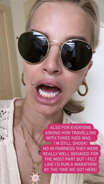 Vogue spoke about travelling abroad with three kids for the first time on her Instagram Stories