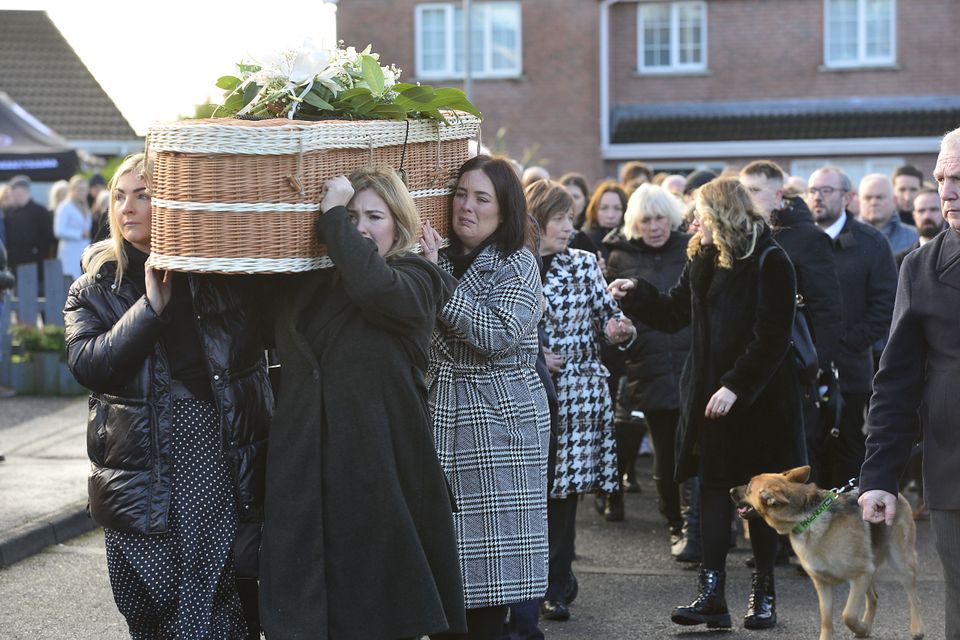 Family and friends at the funeral of Natalie McNally and her unborn baby
