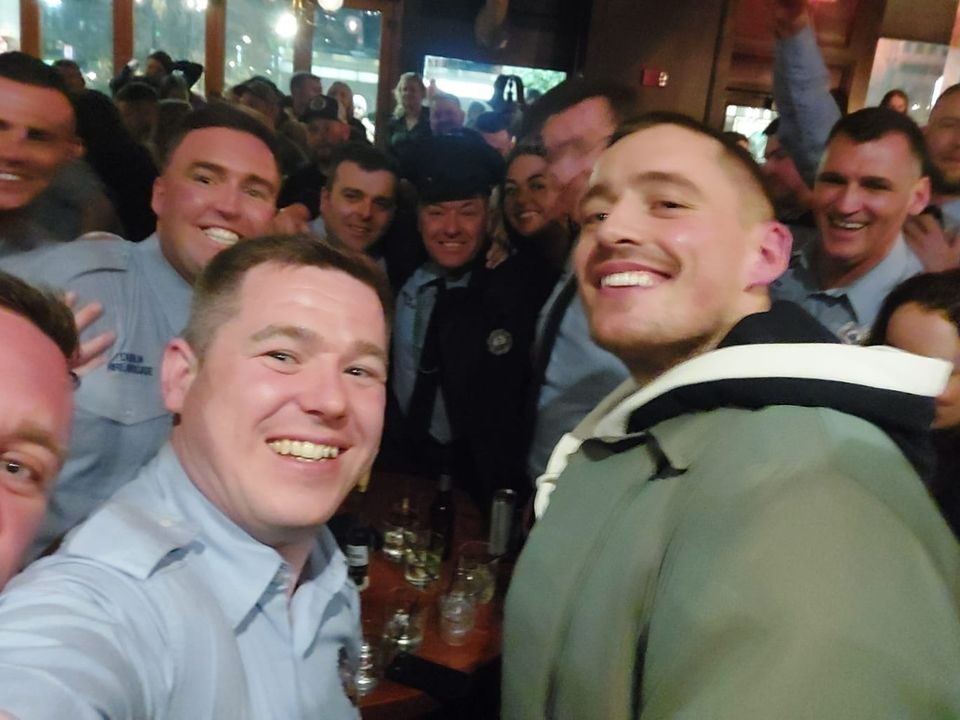 Dermot Kennedy with members of the Dublin Fire Brigade