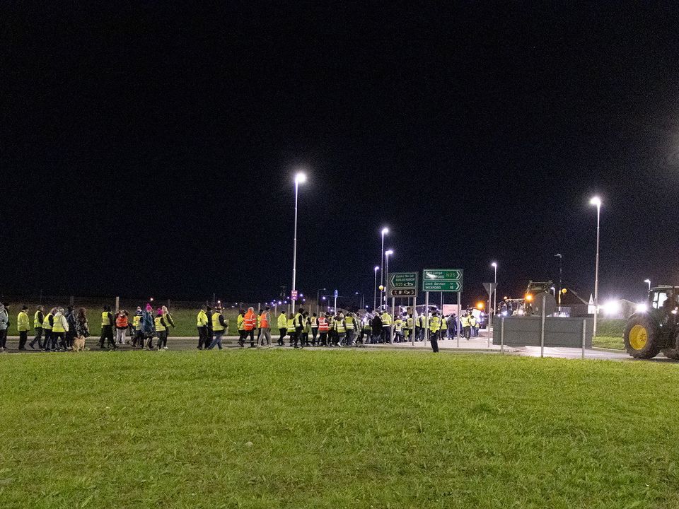 Protest in Rosslare Harbour on Monday evening