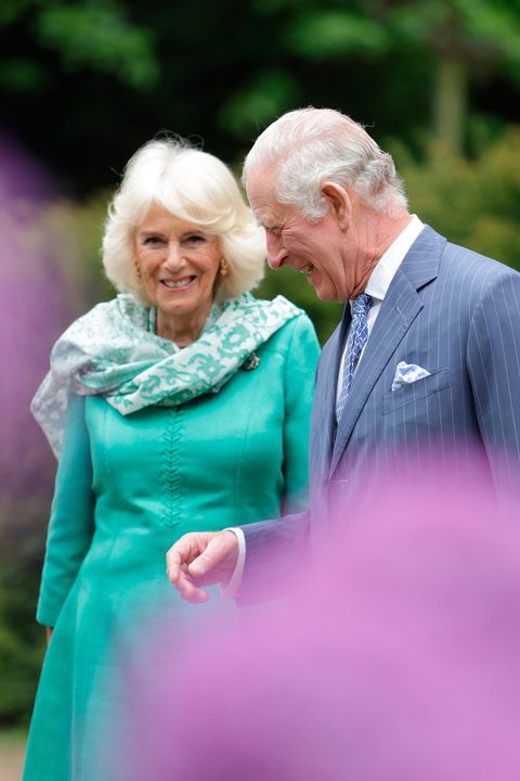 NEWTOWNABBEY, NORTHERN IRELAND - MAY 24: King Charles III and Queen Camilla during a visit to open the new Coronation Garden on day one of their two-day visit to Northern Ireland. (Photo by Chris Jackson/Getty Images)
