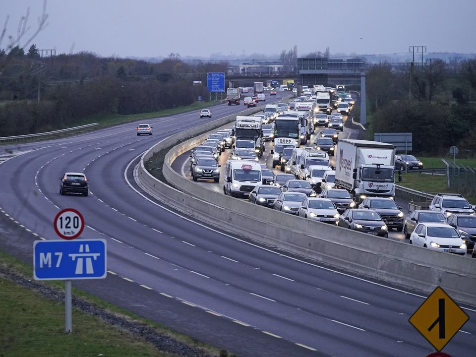 Congestion on the M7 near Naas in Co Kildare (Niall Carson/PA)
