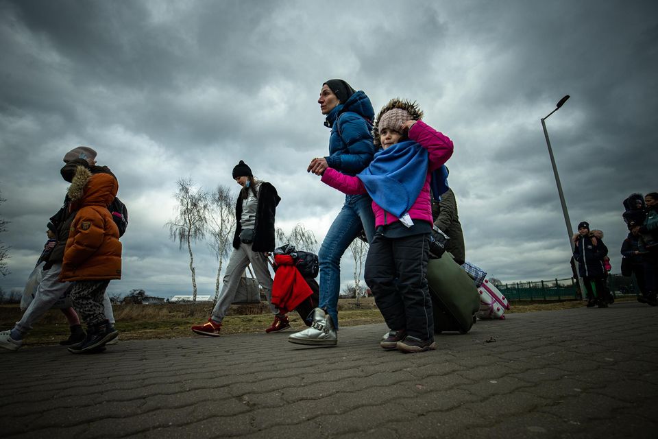 Refugees at Madyka in Poland (Photo: Mark Condren)