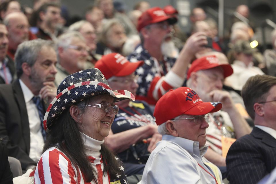 The crowd listens as former president Donald Trump speaks in New Hampshire (AP)