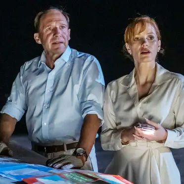 Jessica with Ralph Fiennes in The Forgiven