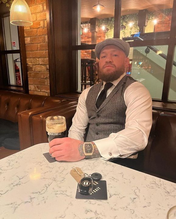 Conor McGregor enjoys a pint in the Black Forge
