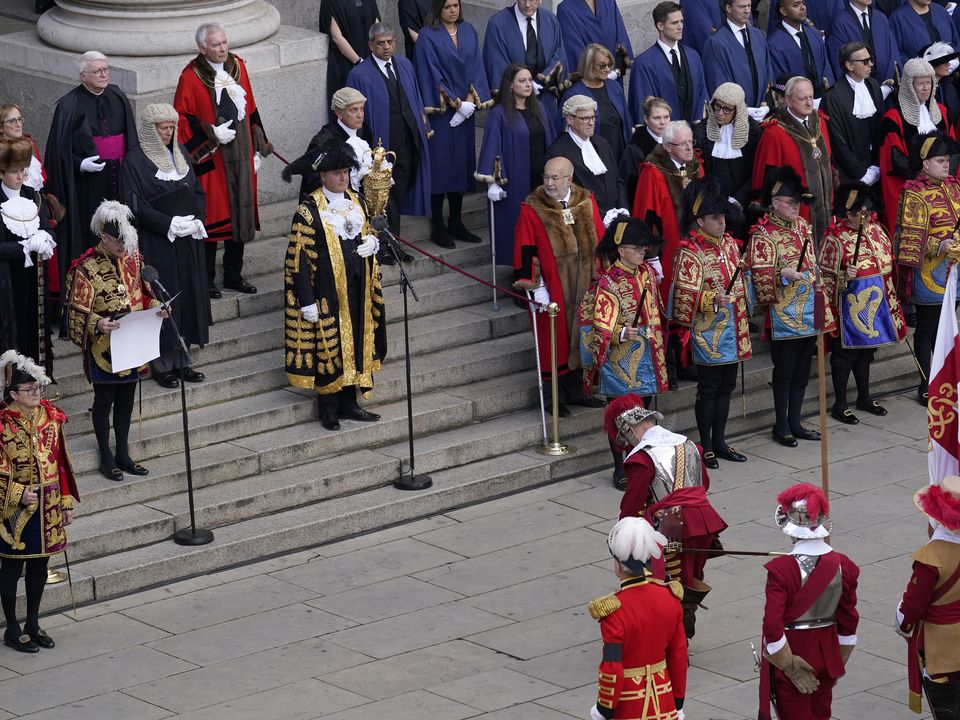 Clarenceux King of Arms reads the Proclamation of Accession of King Charles III at the Royal Exchange in the City of London. Picture date: Saturday September 10, 2022.