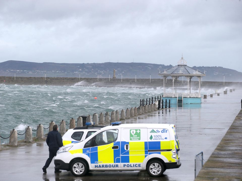 18/2/22 Storm Eunice scenes at Dun Laoghaire Pier this afternoon Stephen Collins/Collins Photos