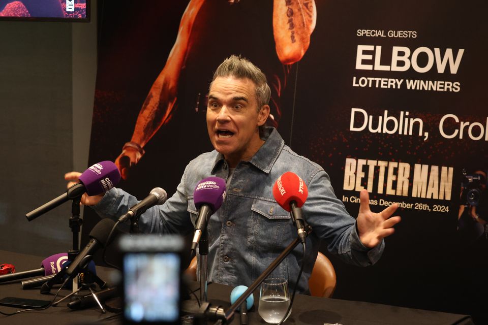 Robbie Williams at a press briefing in Croke Park.  Photo:  Collins