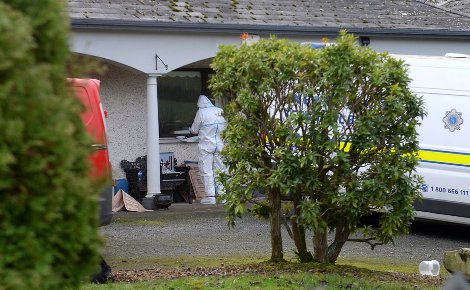3 Dec 2022; General view of Garda forensics at scene of house on Knockreagh lower, Broomfiled, Co. Monaghan.  Picture: Caroline Quinn