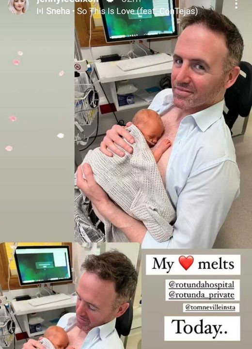 Tom got to hold his daughters for the first time