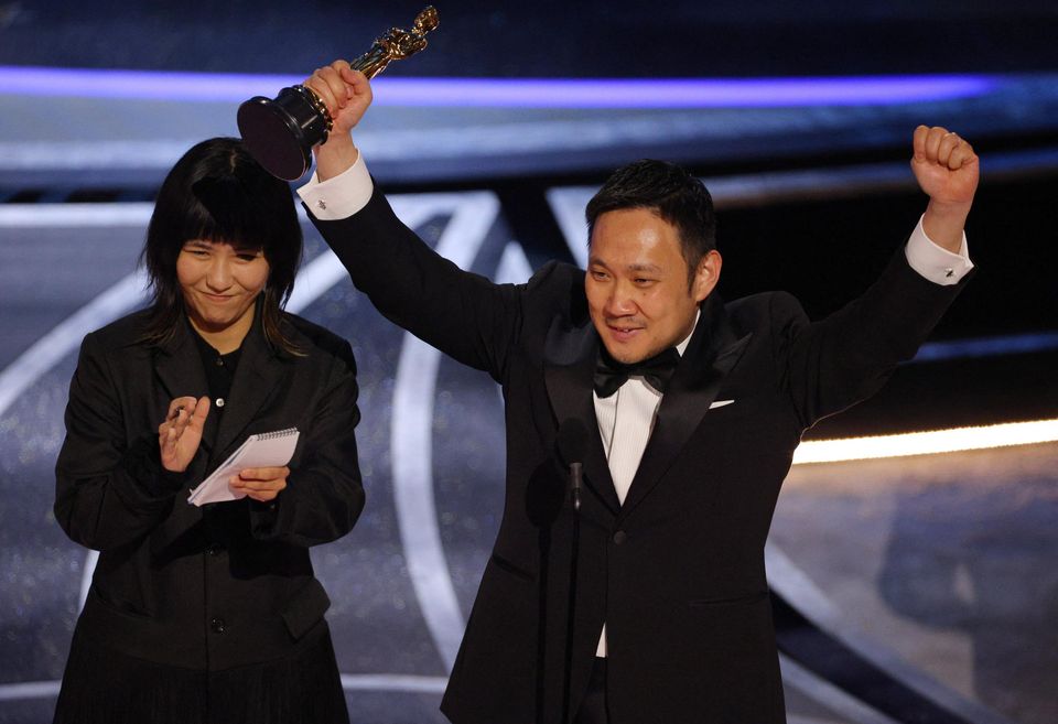 Director Ryusuke Hamaguchi accepts the Oscar for Best International Feature Film for "Drive My Car" of Japan at the 94th Academy Awards in Hollywood, Los Angeles, California, U.S., March 27, 2022. REUTERS/Brian Snyder