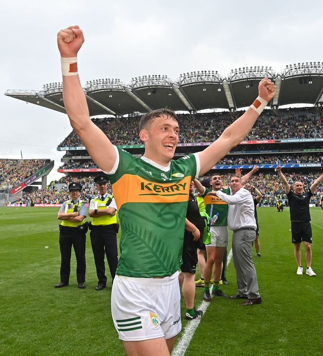 David Clifford of Kerry celebrates Kerry's All-Ireland win this year. Photo: Ramsey Cardy/Sportsfile
