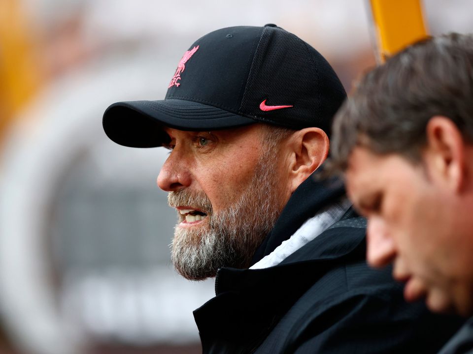 Jurgen Klopp, Manager of Liverpool, looks on prior to the Premier League match between Wolverhampton Wanderers and Liverpool FC at Molineux. (Photo by Naomi Baker/Getty Images)