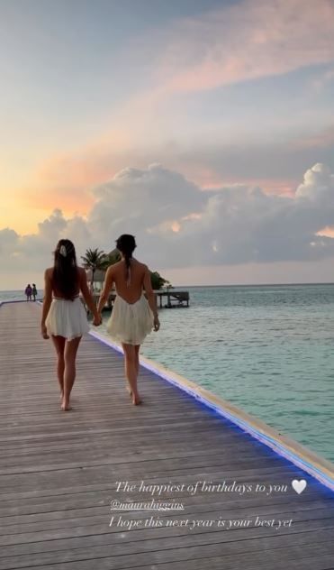 Maura Higgins and Leah Taylor on holidays in the Maldives.