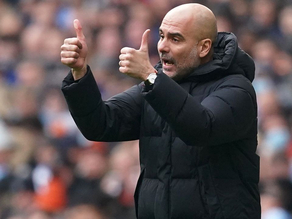 Pep Guardiola was delighted with Manchester City’s performance (Martin Rickett/PA)
