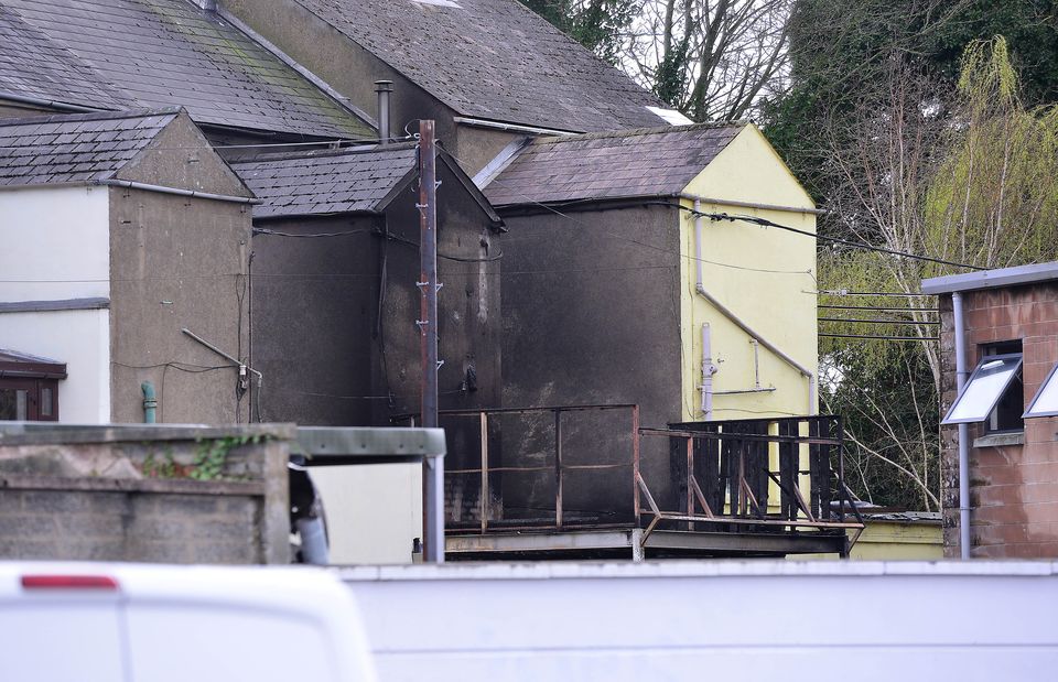 Evidence of fire damage at the back of the property in Portadown (Credit: Arthur Allison/Pacemaker Press)