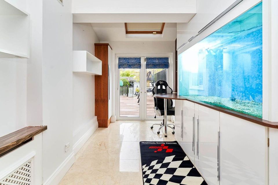 A giant fish tank in the luxury home