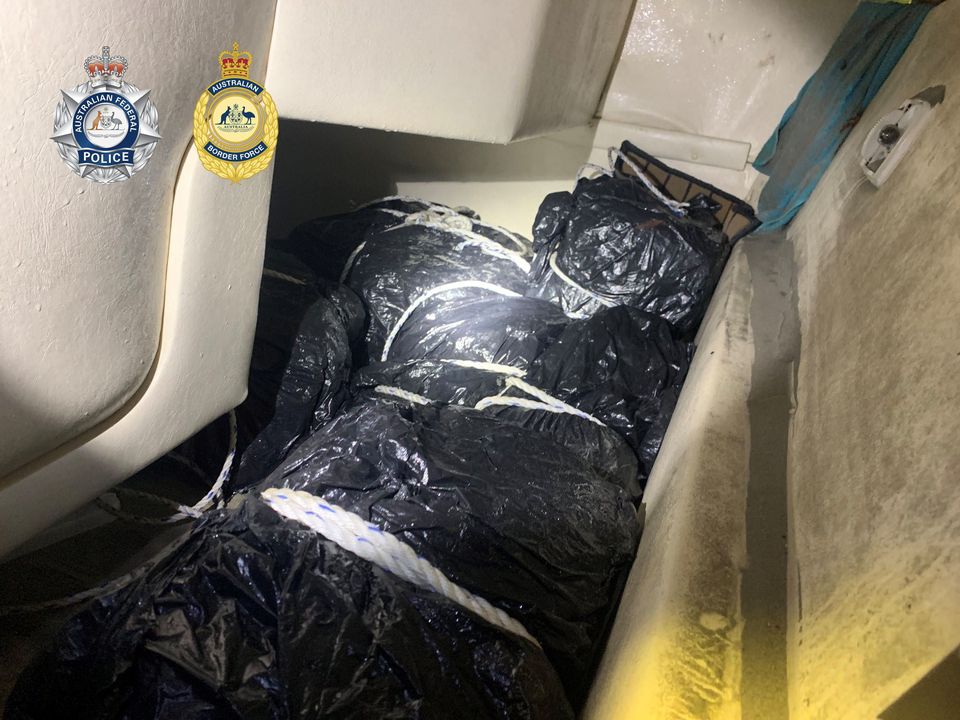 Police discovered eight packages of cocaine on the vessel. Photo: Australia Federal Police