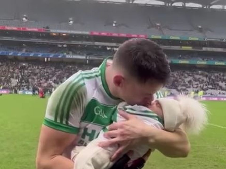 Niamh shared a sweet video of TJ kissing his baby daughter after the win.
