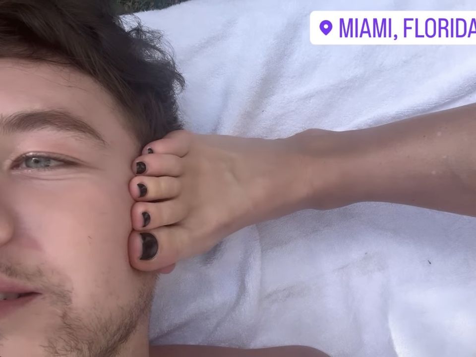 Barry shared an Instagram clip of his girlfriend Alyson sticking her feet into his face