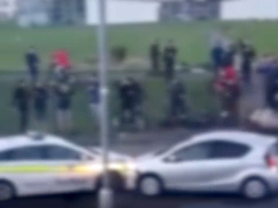 The moment the garda car is rammed