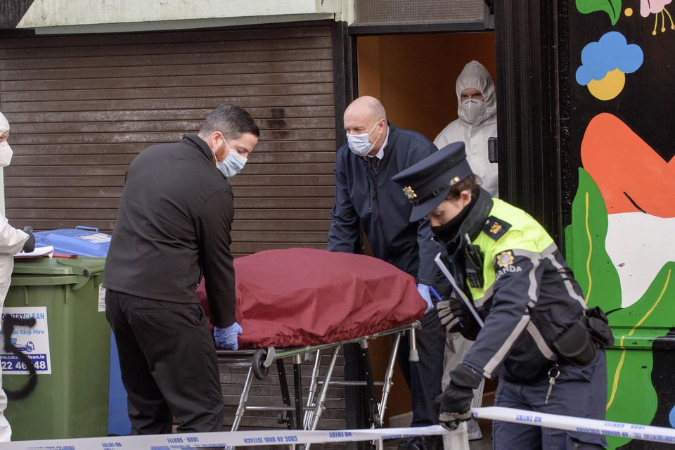The body of Bruna Fonseca (28) is removed from the flat on Liberty Street in Cork city. Photo: Daragh McSweeney/Provision