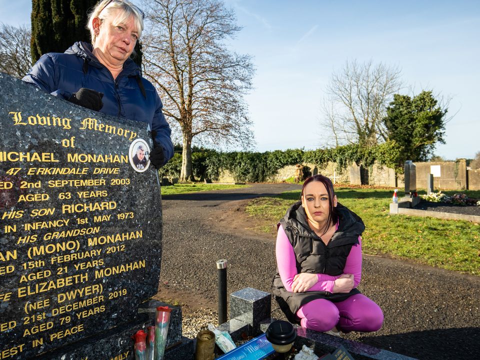 Kieran’s mum Mary and sister Susan at his graveside