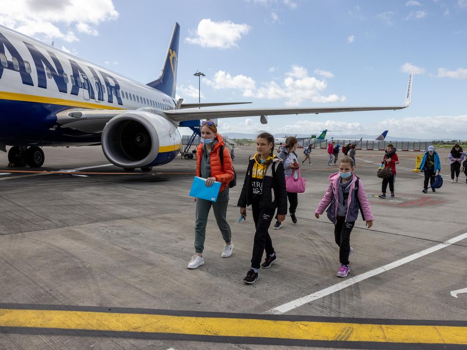 Children arriving at Dublin airport from Chernobyl yesterday. Photo: Karen Cox