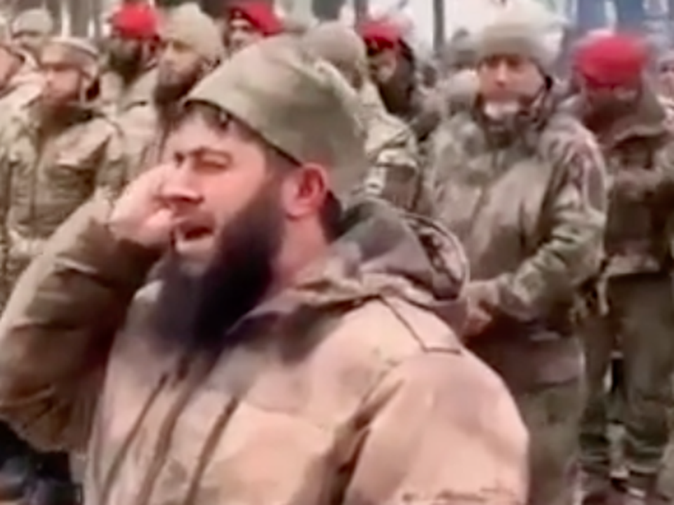 Teams of Chechen special forces "hunters" gather in the forest