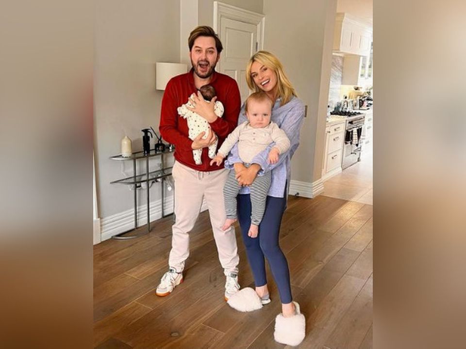 Brian Dowling and Pippa O'Connor with baby Blake and Pippa's son Billy. Photo: Instagram